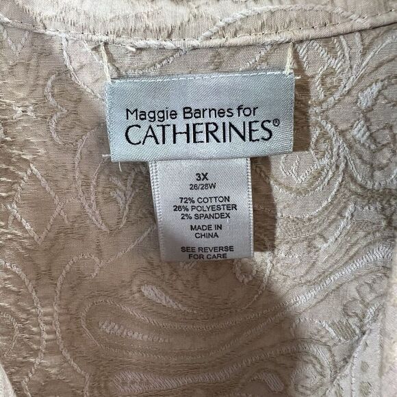 Maggie Barnes For Catherine’s Womens Brocade Jacket Size 3X Pink Floral Paisley - Picture 3 of 7